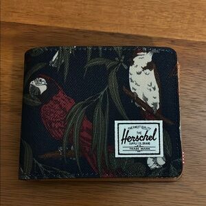 NWT Herschel Supply Company Men's Wallet with tropical parrot print